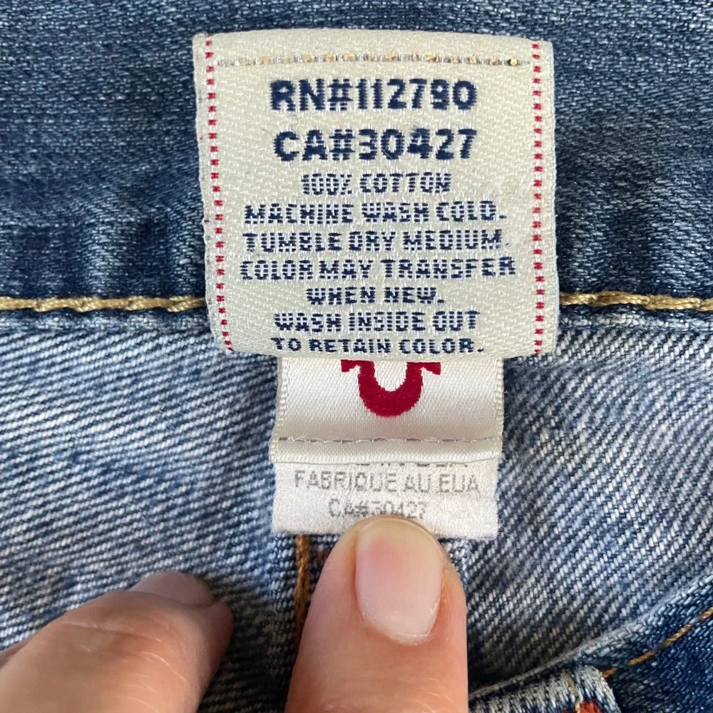 True Religion Denim Jorts Jean Shorts Mens 30 x 33 Billy‎ Distressed Cutoff Y2K